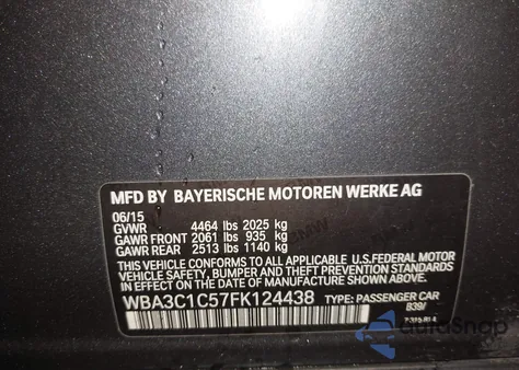 2015 BMW 328I from USA, damaged, VIN WBA3C1C57FK124438